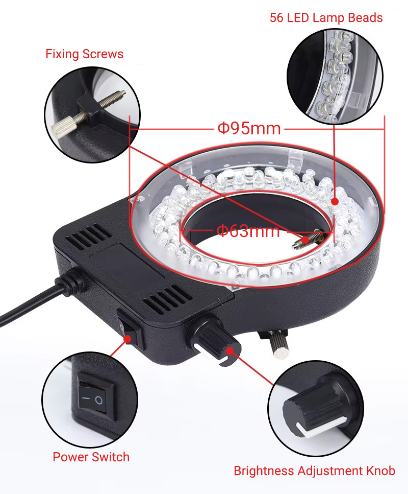 56 LED Microscope Ring Light Source Details